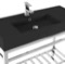 Modern Matte Black Ceramic Console Sink and Polished Chrome Base, 40